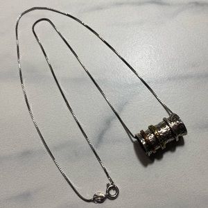 Mixed metal‎ spinner pendant necklace 925 sterling silver